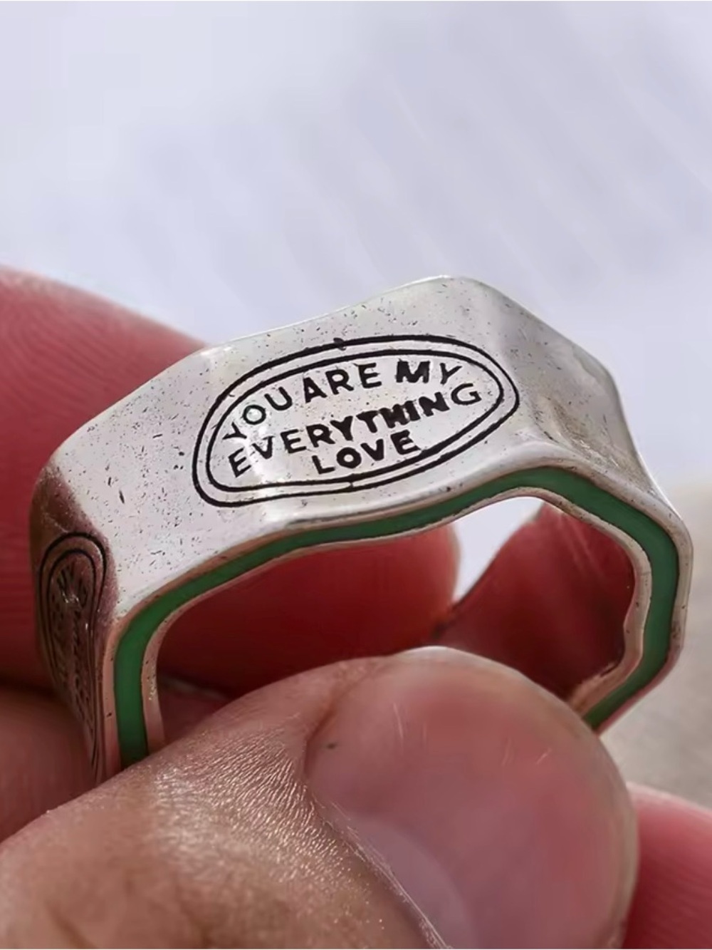 Engraved Sterling Silver Band Ring 925 - Picture 6 of 10